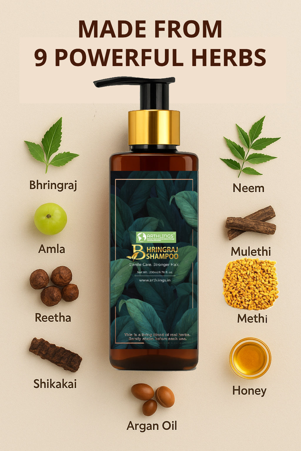 Farm-Fresh Bhringraj Power! Organic Shampoo for Healthy Hair (200ml)